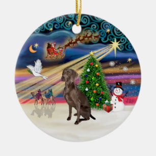 Julafton Magic - Weimaraner #A7 Julgransprydnad Keramik