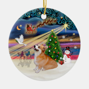 Julafton Magic - Welsh Corgi (Pembroke 7b) Julgransprydnad Keramik