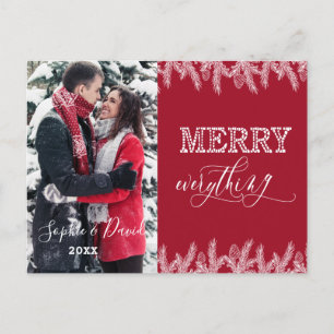 Julafton Merry All Typography Guld Gräs Photo Inbjudan Vykort