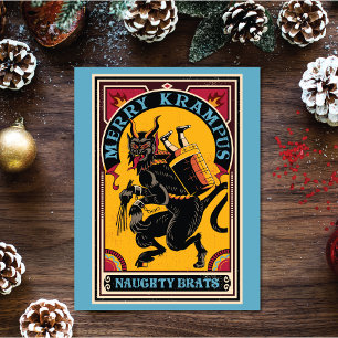 Julafton Merry Krampus Naughty Brats Circus Poster Helg Vykort