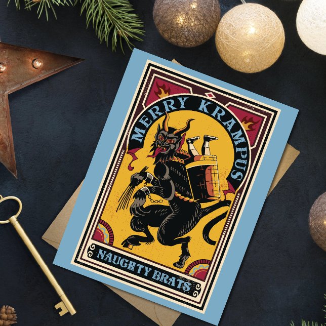 Julafton Merry Krampus Naughty Brats Circus Poster Inbjudan Vykort (Skapare uppladdad)