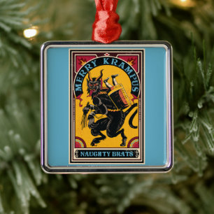 Julafton Merry Krampus Naughty Brats Circus Poster Julgransprydnad Metall