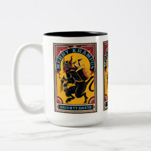 Julafton Merry Krampus Naughty Brats Circus Poster Två-Tonad Mugg
