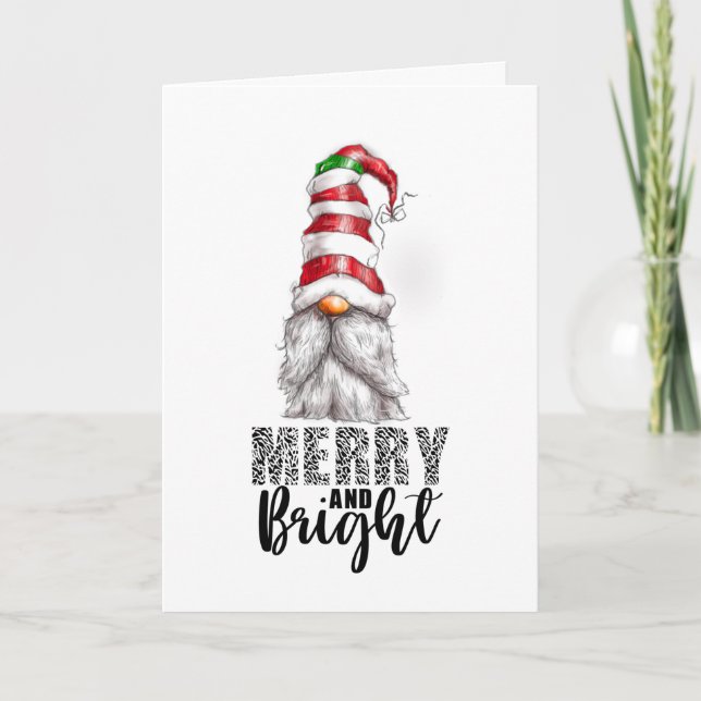 Julafton Merry och Bright Gnome Helgkort (Framsida)