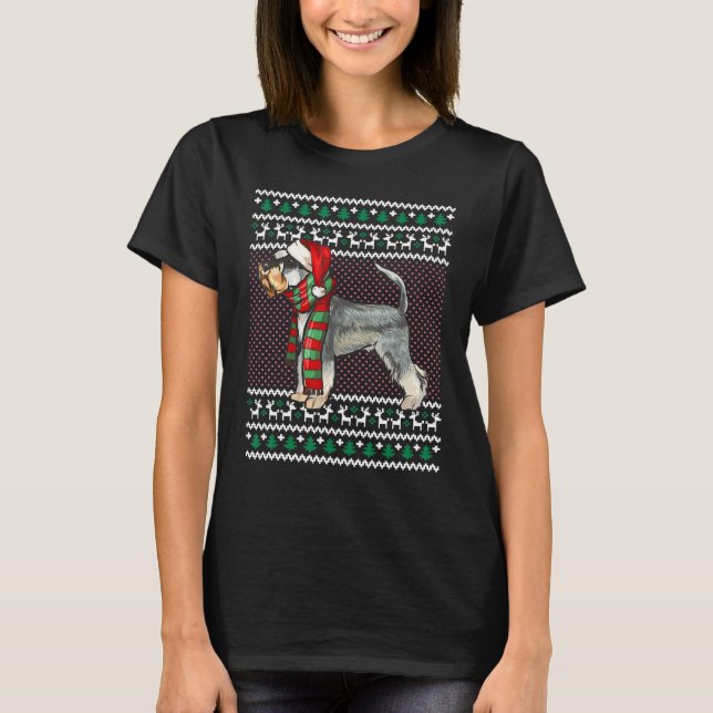 Julafton Miniature Schnauzer Hund Santa Hat Ugly K T Shirt (Framsida)