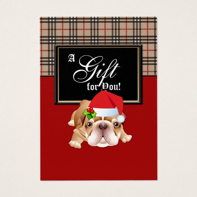 Julafton Mode Gift Card Designer Pput Holly Hund R Visitkort (Framsidan)