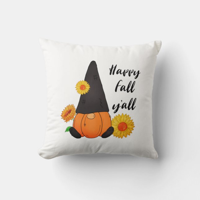 Julafton Modern Thanksgiving Fall Pumpkin Gnome Kudde (Framsida)