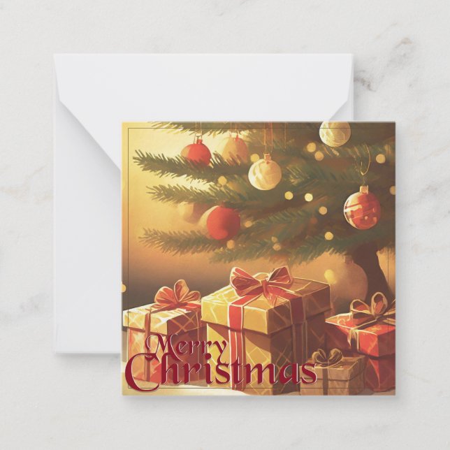 Julafton Motif, med Presenter under Julgran Anteckningskort (Framsida)