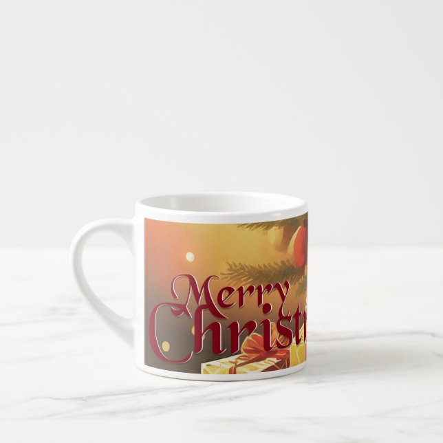 Julafton Motif, med Presenter under Julgran Espressomugg (Vänster)