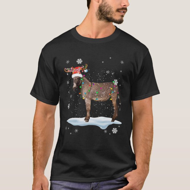 Julafton Mule Julafton Ljus Santa Reindeer Mule Äl T Shirt (Framsida)