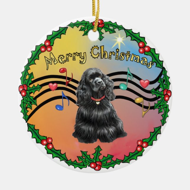 Julafton Music 2 - Baclk Cocker Julgransprydnad Keramik (Framsidan)