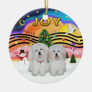 Julafton Music 2 - Coton de Tulear (TWO) Julgransprydnad Keramik
