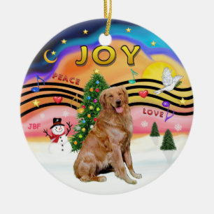 Julafton Music 2 - Golden Retriever 3 Julgransprydnad Keramik