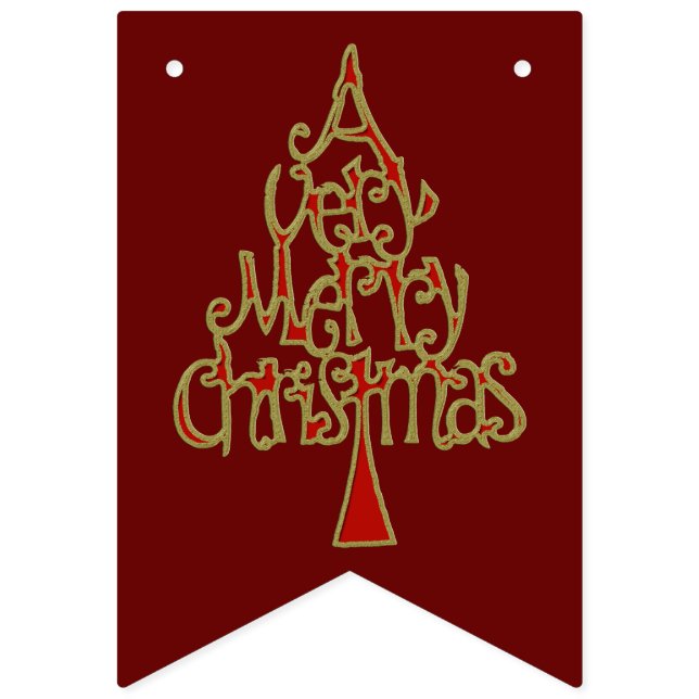 Julafton - Mycket God jul Träd Vimplar (Första flaggan)