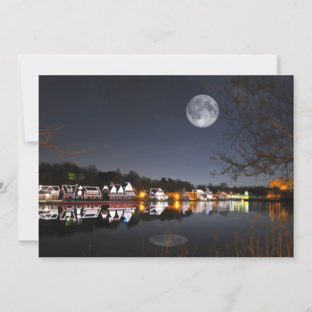 Julafton natt om Boathouse Row Philadelphia Inbjud Inbjudningar (Framsida)