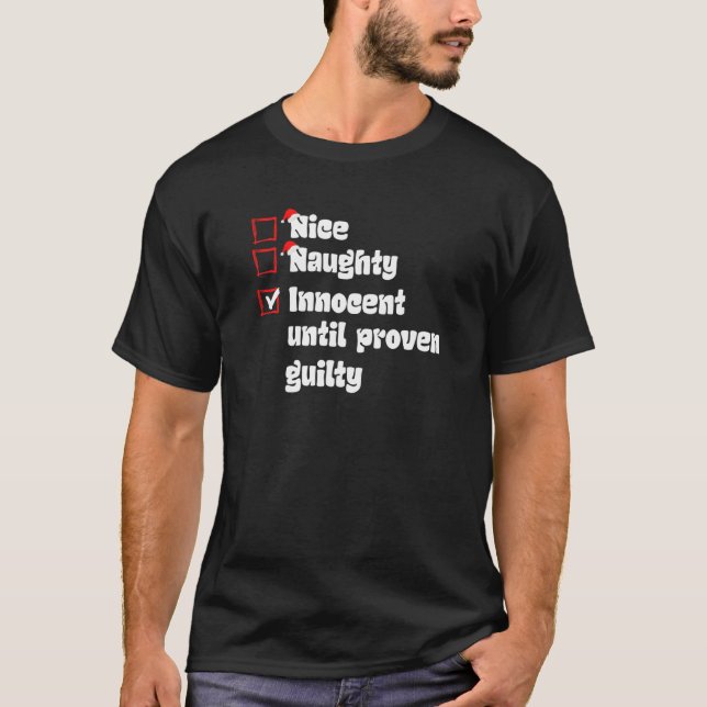 Julafton Naughty Innocent tills bevisat brott Chr T Shirt (Framsida)