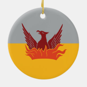 Julafton Ornament - San Francisco Fog & Guld Flagg