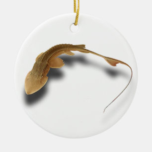 >JULAFTON ORNATION -STURGEON FISH -REAL SHOVELNOSE JULGRANSPRYDNAD KERAMIK