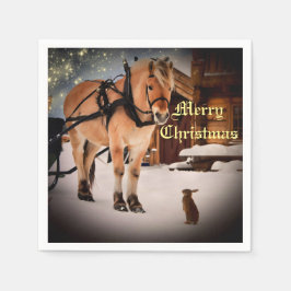 Julafton på gården med häst pappersservett