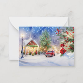 Julafton på hörnbutik budget mini anteckningskort