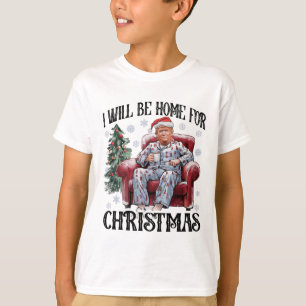 Julafton Pajamas Trump jag ska vara hemma till jul T Shirt