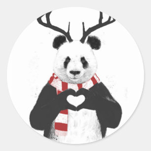 Julafton panda runt klistermärke