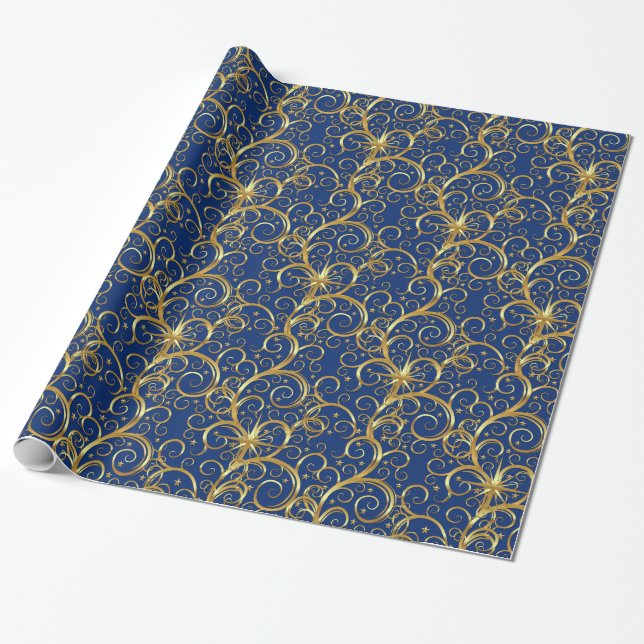Julafton, Papper-Majesty Golden Swirls Presentpapper (Utrullad)