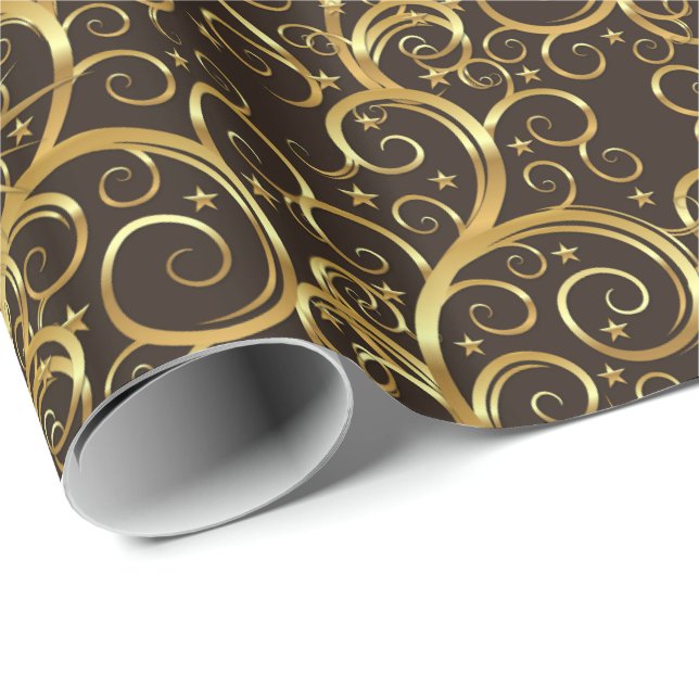 Julafton, Papper-Majesty Golden Swirls Presentpapper (Rullad Hörn)
