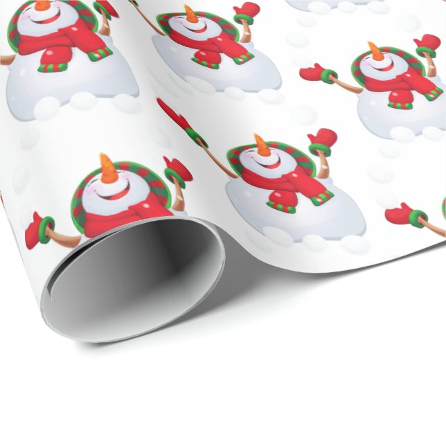 Julafton, Papper-Snögubbe Presentpapper (Rullad Hörn)