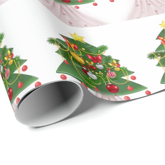 Julafton, Pappra Träd Presentpapper (Rullad Hörn)