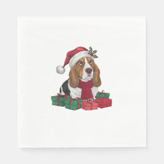 Julafton Party Dekoration Santa Basset Hound Hund  Pappersservett