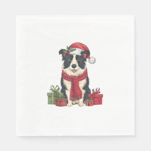 Julafton Party Dekoration Santa Gräns Collie Hund Pappersservett