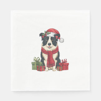 Julafton Party Dekoration Santa Gräns Collie Hund  Pappersservett