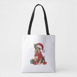 Julafton Party Dekoration Santa Irish Terrier Hund Tygkasse
