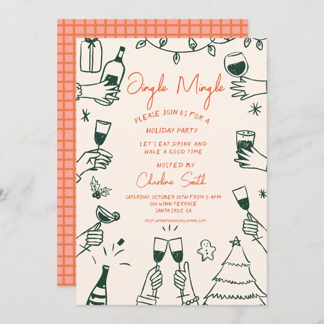 Julafton Party Helgdag Hand plockade Funky Handwri Inbjudningar (Skapare uppladdad)