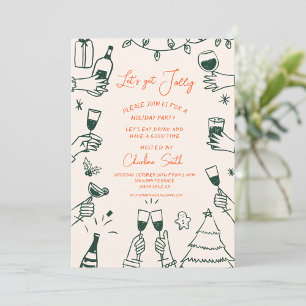 Julafton Party HolidayHand Drawn Funky Handwriter Inbjudningar