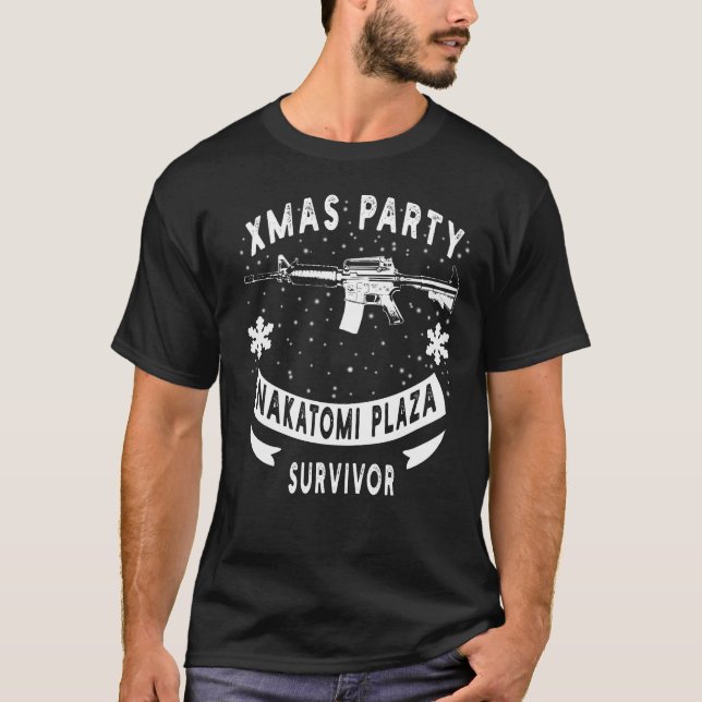 Julafton Party Nakatomi Plaza Survivor jul T Shirt (Framsida)