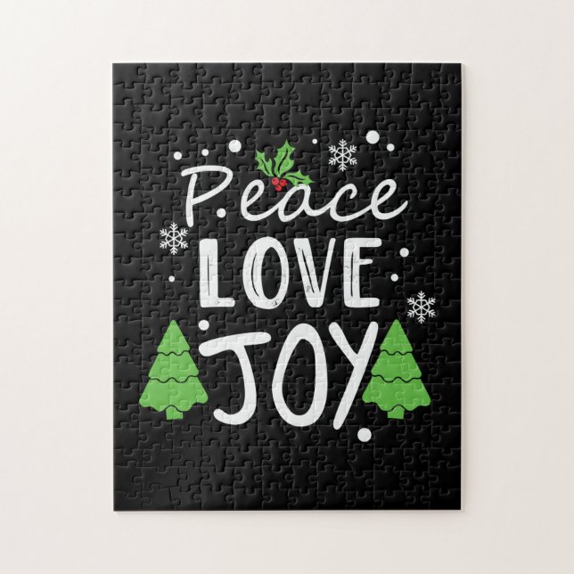 Julafton Peace Kärlek Joy Pussel (Vertikal)