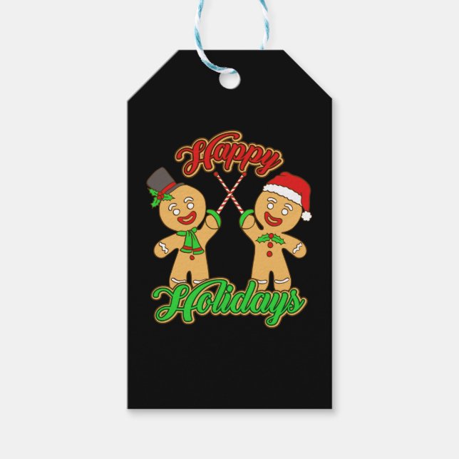 Julafton Pepparkaksgubbar Helgdag Julafton Presentetikett (Framsidan)
