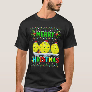 Julafton Pickleball Lighting Santa God jul Pic T Shirt