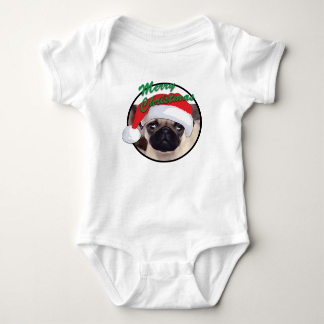 Julafton Pug - Baby Jersey Bodydräkt Tee (Framsida)