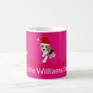 JULAFTON PUPPY IN RED SANTA HAT ANPASSNINGSBAR HUN KAFFEMUGG