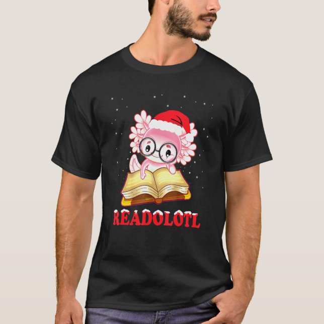 Julafton Readolotl Bookworm Bok Reading Amphibian  T Shirt (Framsida)