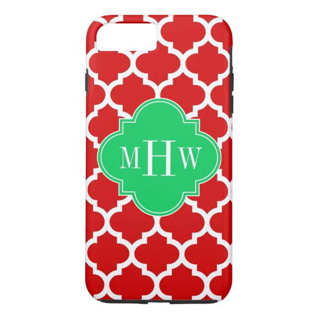 Julafton Red White Moroccan #5 Emerald Namn Monogr Case-Mate iPhone Skal (Baksida)