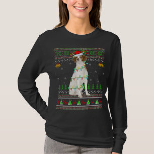 Julafton Reindeer Santa Hat Brittany Spain Hund Ug T Shirt