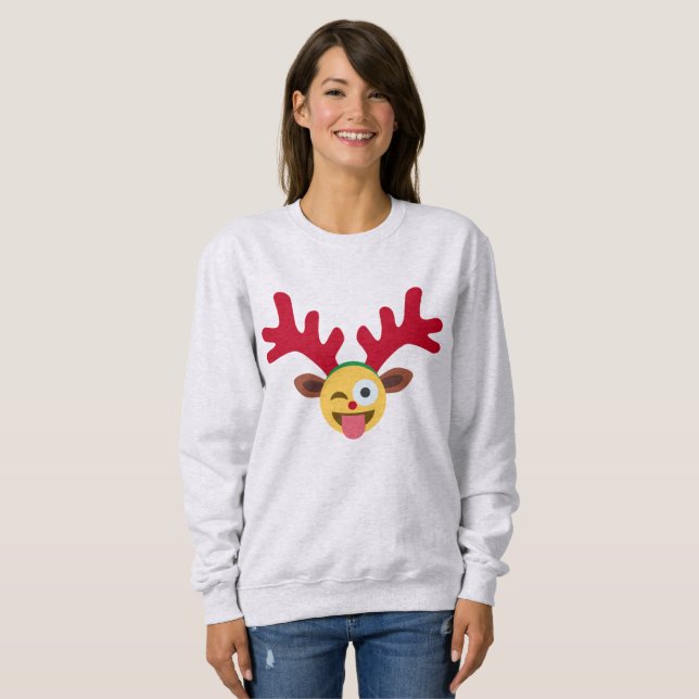 julafton renar vink emoji livmoder svettskjorta t-shirt (Hel framsida)