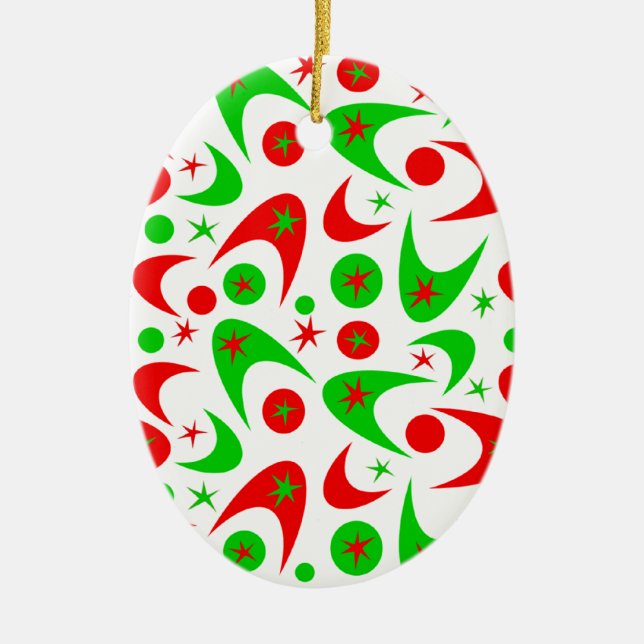 Julafton Retro Boomerangs Julgransprydnad Keramik (Framsidan)