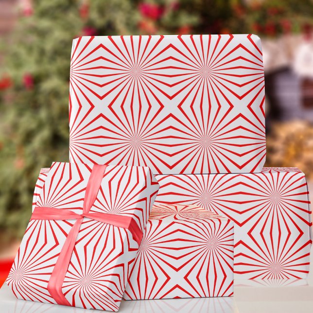 Julafton, röd och vit Abstrakt, Papper Presentpapper (Fun and funky red and white wrapping paper just for you.)