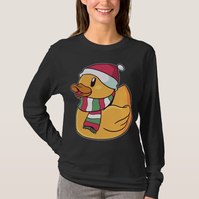 Julafton Rubber Ducky Duckie Anka julklapp T Shirt (Framsida)