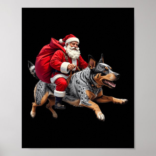 Julafton Santa Australian Cattle Hund jul Poster (Framsidan)